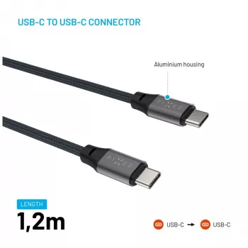 FIXED FIXDBM-CC12-GR USB-C naar USB-C magnetische gevlochten kabel, USB 2.0, 1,2 m, grijs