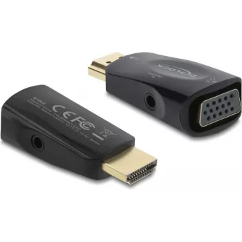 DELOCK HDMI-naar-VGA-adapter met 3,5 mm audio- en USB-voedingskabel — Model 61082