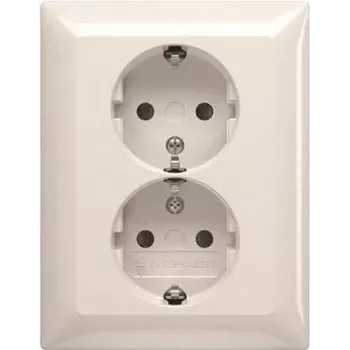 BUSCH JAEGER BJ 202 EUJB-914 SCHUKO dubbele wandcontactdoos met volledige afdekplaat