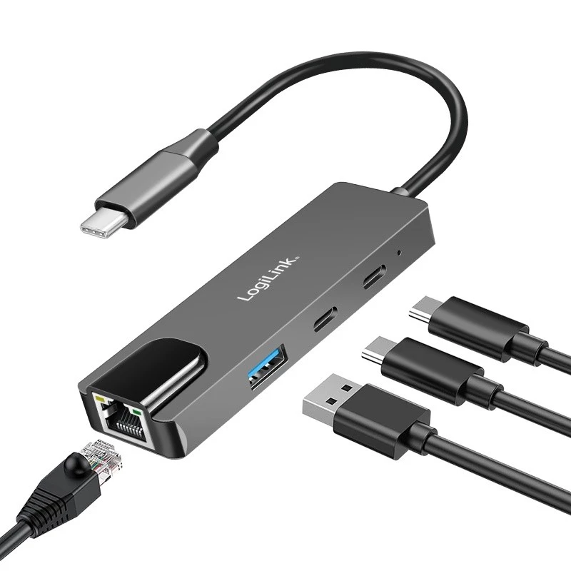 USB 3.2 Gen1 hub, 3-poorts met 2,5G Ethernet