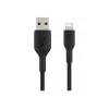 Kabel gevlochten USB-Lightning 15 cm zwart