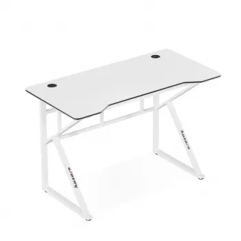 Gaming-tafel huzaro Hero 1.6 wit — recht MDF/carbon tafelblad 1200×600 mm, metalen frame, 750 mm hoogte