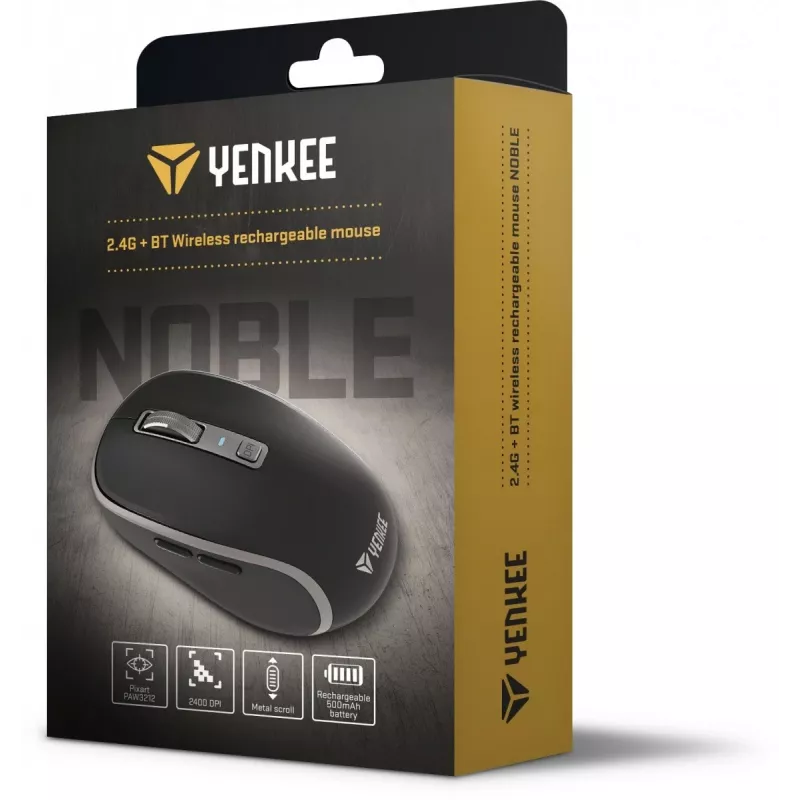 Dual WiFi+Bluetooth draadloze muis, oplaadbare accu, 5 knoppen