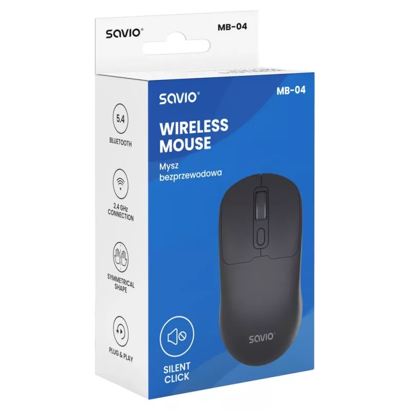 Savio MB-04 muis universeel dubbelhandig Bluetooth IR LED 1600 DPI