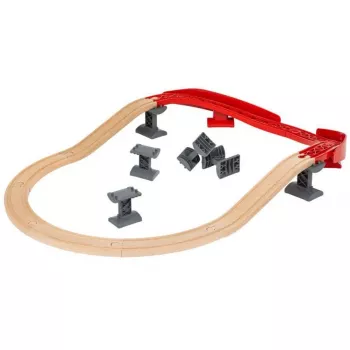 World railpakket berg en dal, trein hout/rood, 16-delige