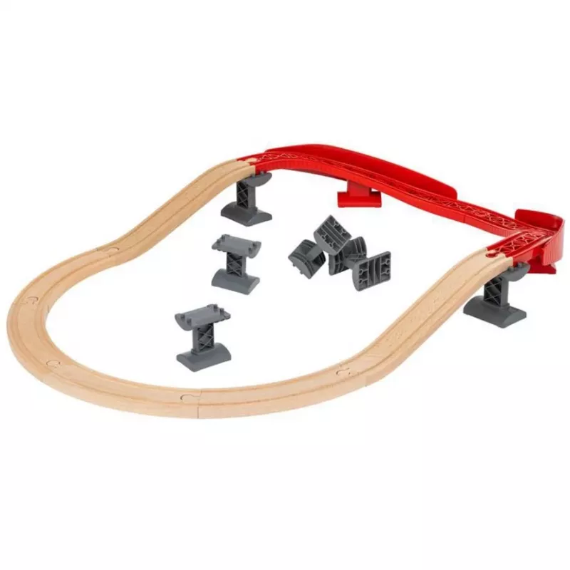 World railpakket berg en dal, trein hout/rood, 16-delige