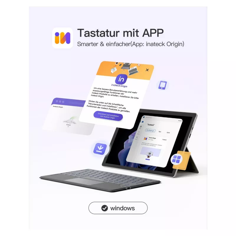 inateck toetsenbord Surface grijs, Sureface GO 1-4 Com. QWERTZ