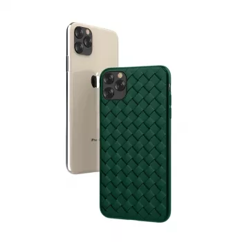 Hoes Devia voor iPhone 11 Pro Max met weefpatroon, groen