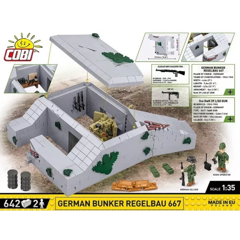 Bouwset Cobi Duitse bunker Regelbau 667/642 model COBI-3136 – gedetailleerde bouwsteenset