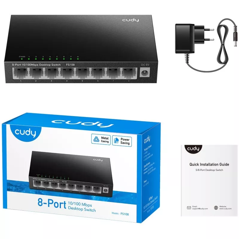 Unmanaged switch Cudy FS108 8 poorten Fast Ethernet 10/100 zwart