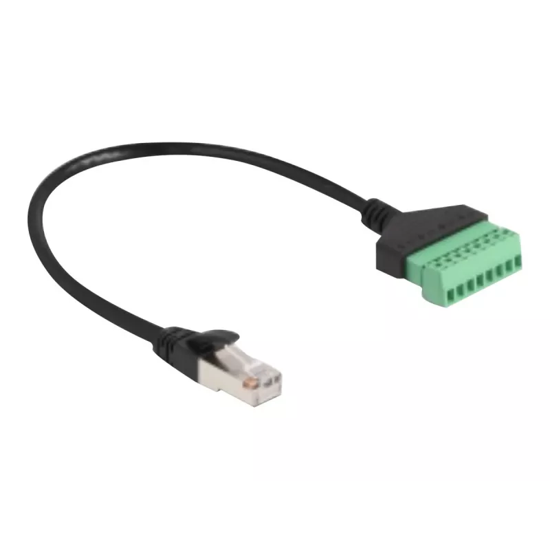 DeLOCK RJ45-kabel Cat.6 stekker naar klemmenstrookadapter 30 cm zwart groen