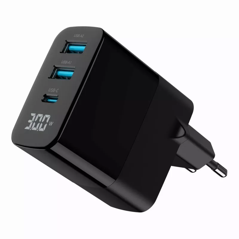 Gembird TA-UC-PDQC30LCD-BK-02 oplader voor mobiele apparaten universeel zwart AC snelladen binnen
