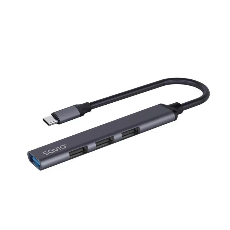 USB 3.0 4-poorts interface-hub SAVIO AK-71 met USB-C host, 5000 Mbit/s, 2 jaar garantie