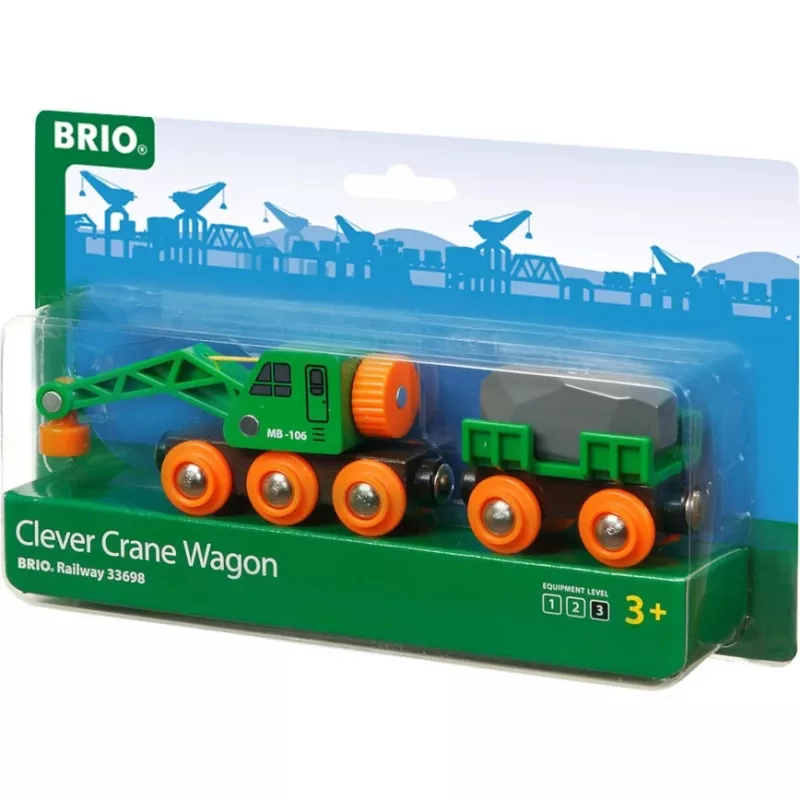 Wagon BRIO Clever Crane Wagon Lift and Load zwart groen