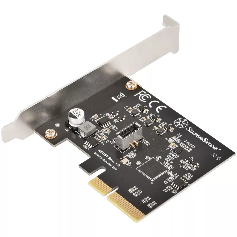 SilverStone SST-ECU07 PCIe 3.0 x4 USB 3.2 Gen 2x2 adapterkaart, 1x interne USB-C, low profile