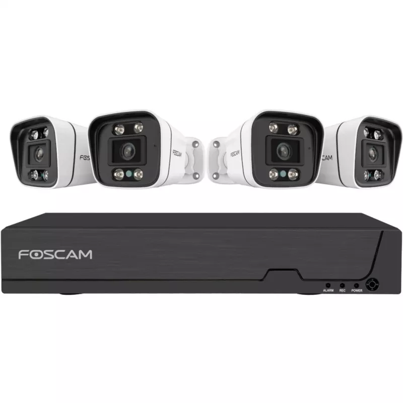 Foscam FNA108E-B4-2T videobewakingssysteem wit 4x 4K PoE bulletcamera, 1x 8-kanaals NVR
