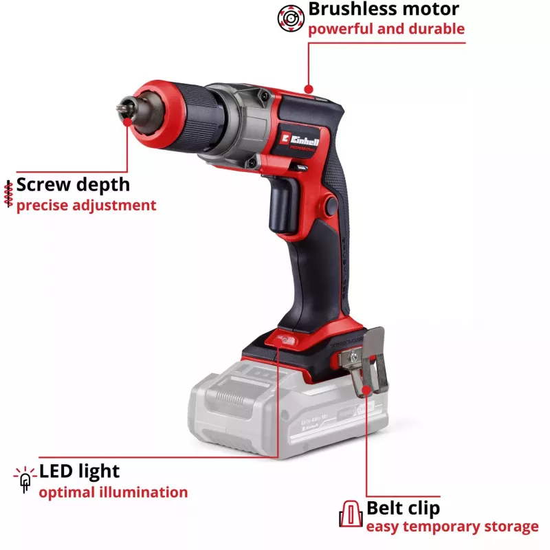 Gipsplaatschroefmachine EINHELL TP-DY 18 Li BL Solo 18 V, borstelloos, accu niet meegeleverd (model 4261010)
