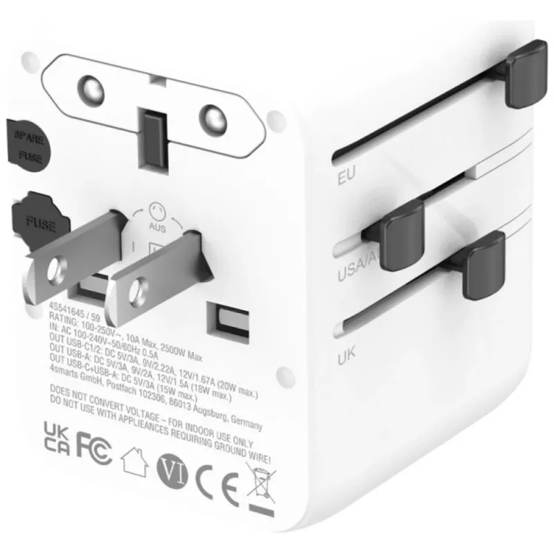 Reisadapter 20W GaN Nomad 2xUSB-C + 1xA