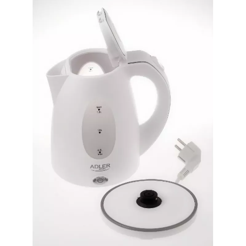 Adler | Waterkoker | AD 1207 | Standaard | 2000 W | 1,5 L | Kunststof | 360°-draaivoet | Wit