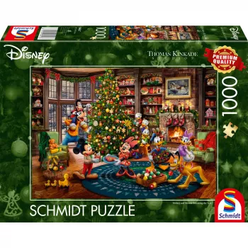 Thomas Kinkade Studios: Disney - Mickey & Minnie Trimming The Tree, puzzel 1000 stukjes