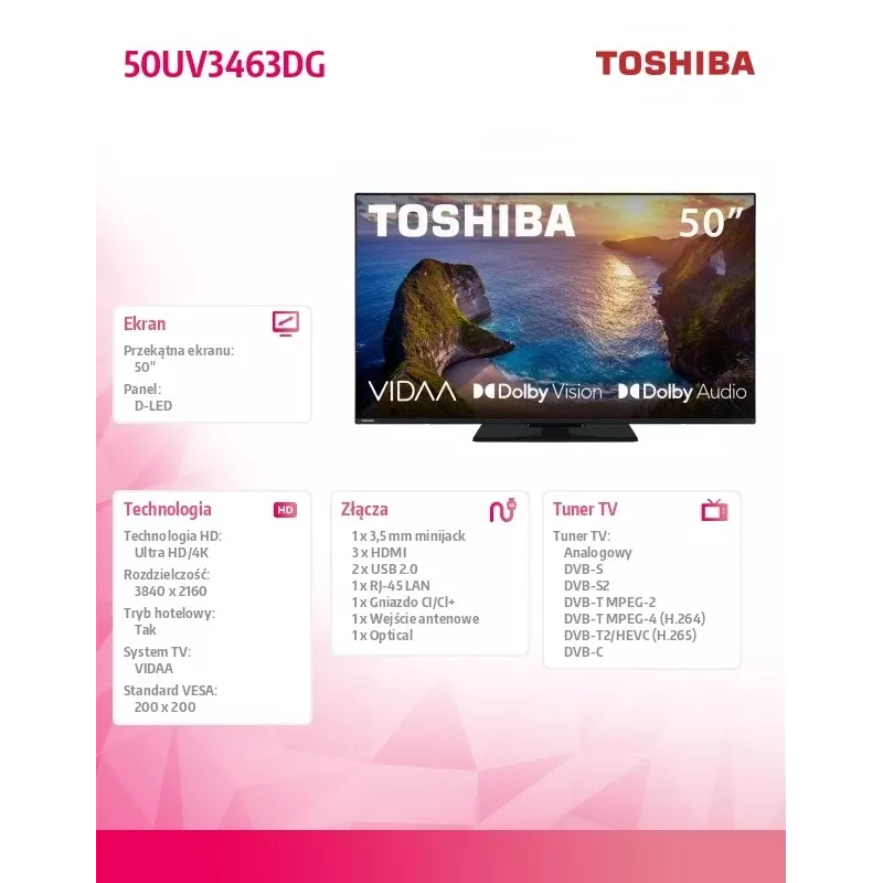 LED-tv 50 inch 50UV3463DG