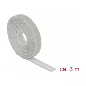Klittenband DELOCK 18275, grijs, 13 mm x 3 m, 1 stuk