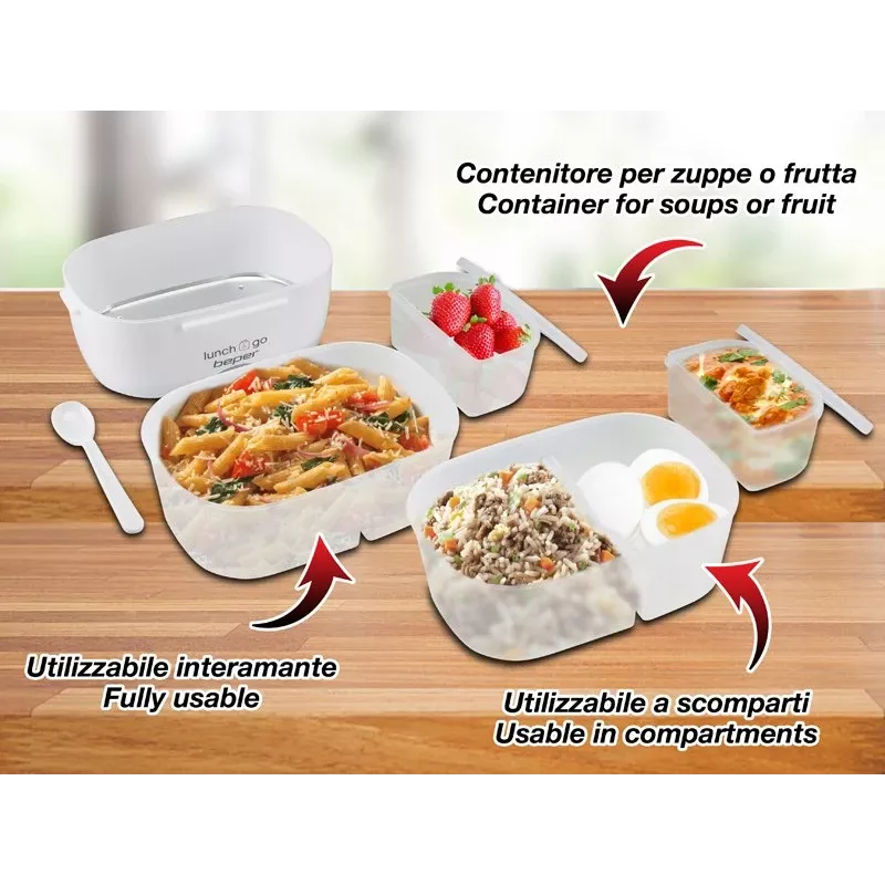 Elektrische lunchbox Beper 90.920R – 1 L voedselwarmer