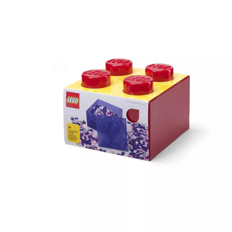 LEGO Storage Brick 4 opbergbox met deksel, transparant rood