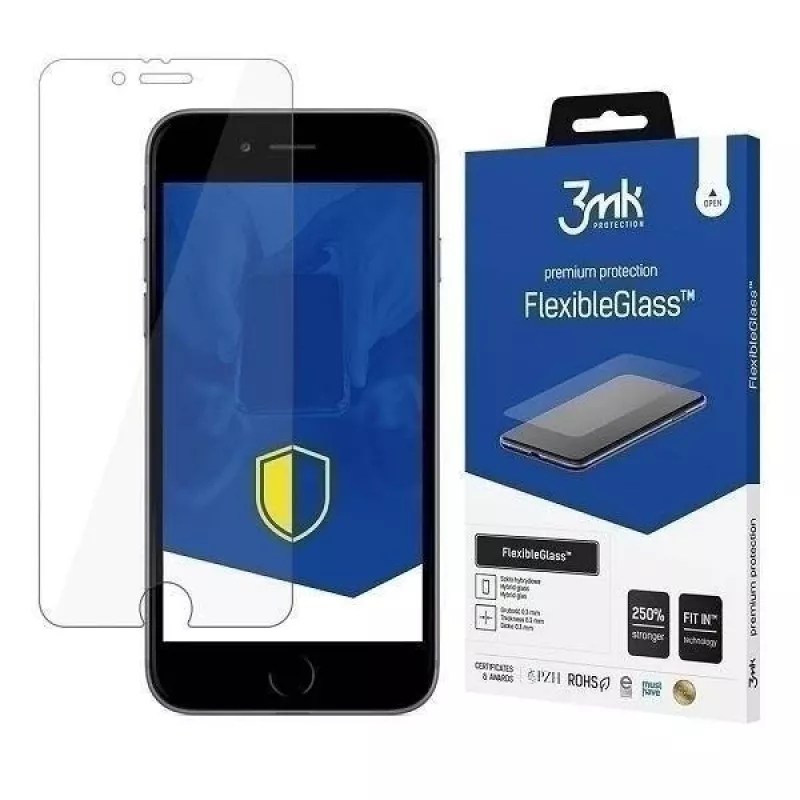 3MK FlexibleGlass hybride screenprotector voor iPhone SE 2020/2022, 0,2 mm, 7H, transparant