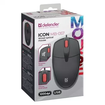 Muis DEFENDER ICON MB-057 OPTICAL 1000dpi 3P ZWART STILLE KLIK