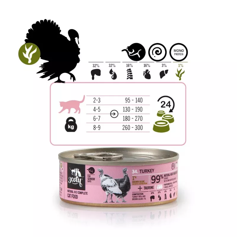 3COTY kalkoen senior - natvoer voor katten - 80 g
