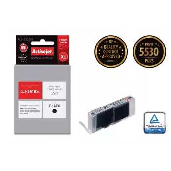 Activejet ACC-551BN inktpatroon (vervanger voor Canon CLI-551BK; Supreme; 15 ml; zwart)