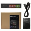 Ethernet PoE-switch QOLTEC 52289 — 4x RJ45 PoE-poorten, 2x RJ45 uplink, 65W PoE-budget