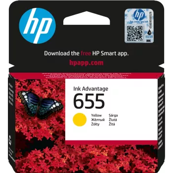 HP 655 geel originele Ink Advantage-inktpatroon, geel, 1 stuk, 600 pagina's