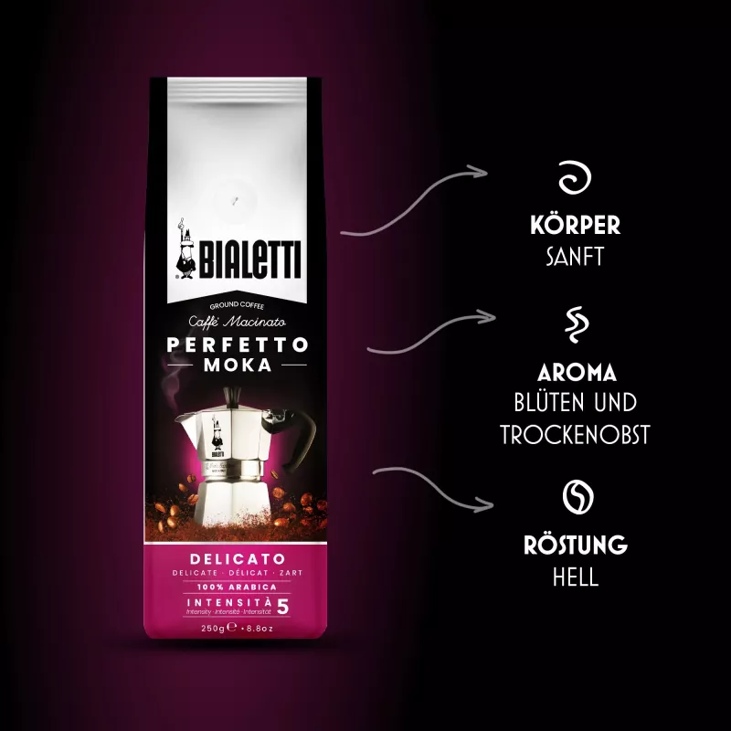 Gemalen koffie Bialetti Perfetto Moka Delicato 250 g