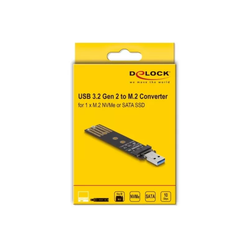 DeLOCK combo-converter voor M.2 NVMe PCIe of SATA SSD USB 3.2 Gen 2 zwart