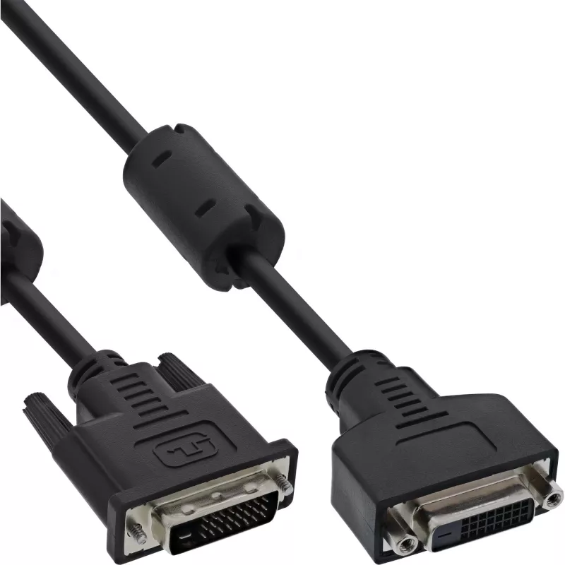 InLine DVI-D-kabel 24+1 M/F, Dual Link, 2 ferrietkernen, 3 m