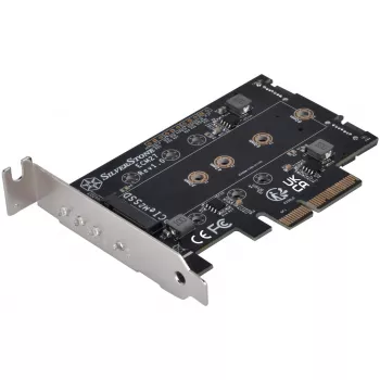 Silverstone SST-ECM27 M.2/SATA-adapterkaart, PCIe 4.0, 1x M-Key, 2x SATA 6G - Low Profile