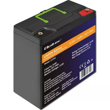 Qoltec 53702 LiFePO4 lithium-ijzerfosfaat-accu | 12,8V | 24Ah | 307,2Wh | BMS