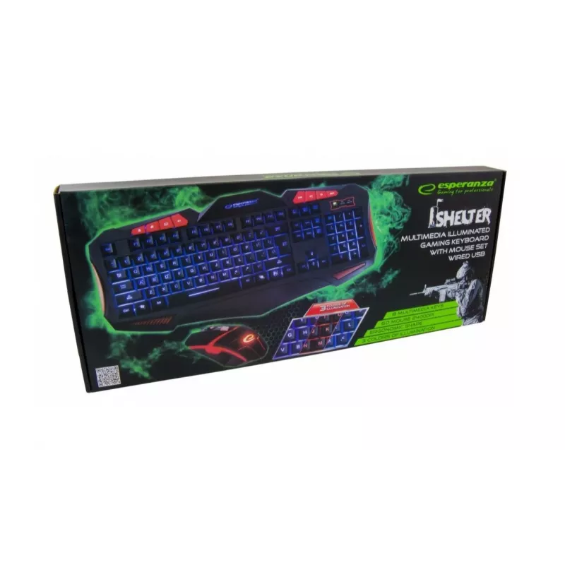 Esperanza EGK3000 set toetsenbord + bekabeld toetsenbord met achtergrondverlichting