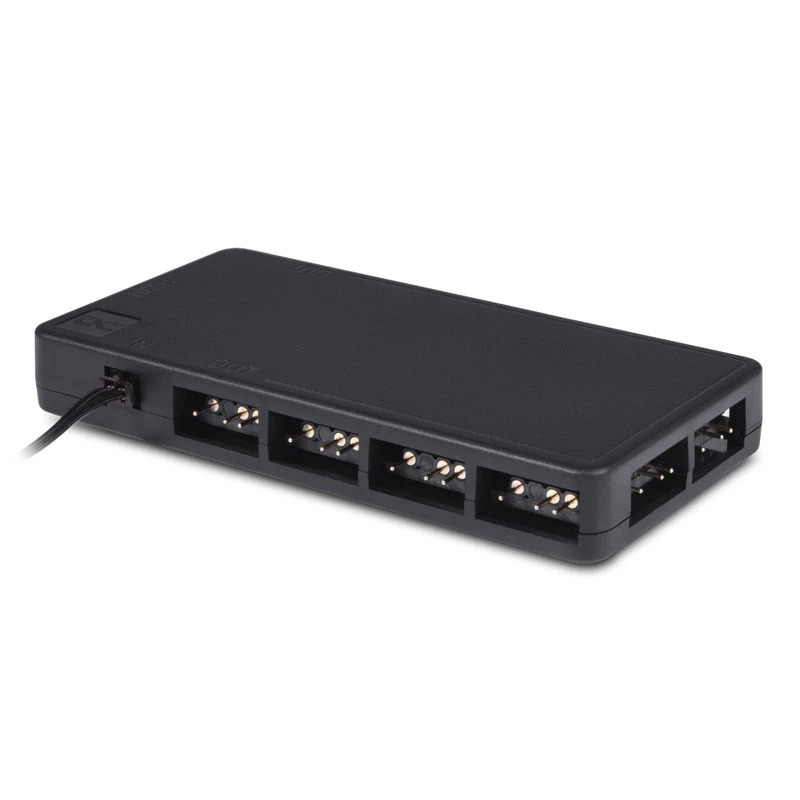 Alphacool Core 25669 11x 3-pins DRGB-splitter met SATA-voedingsconnector, zwart