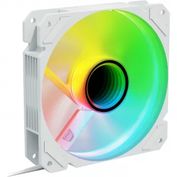 Behuizingsventilator Sharkoon SHARK Mirror RGB PWM REVERSE 120 mm wit, 500–1500 tpm, 99,52 m³/h, FDB