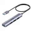 USB-hub Unitek H1208CGY01 — 4-poorts USB 3.0 (5 Gbit/s), achterwaarts compatibel met USB 2.0, aluminium