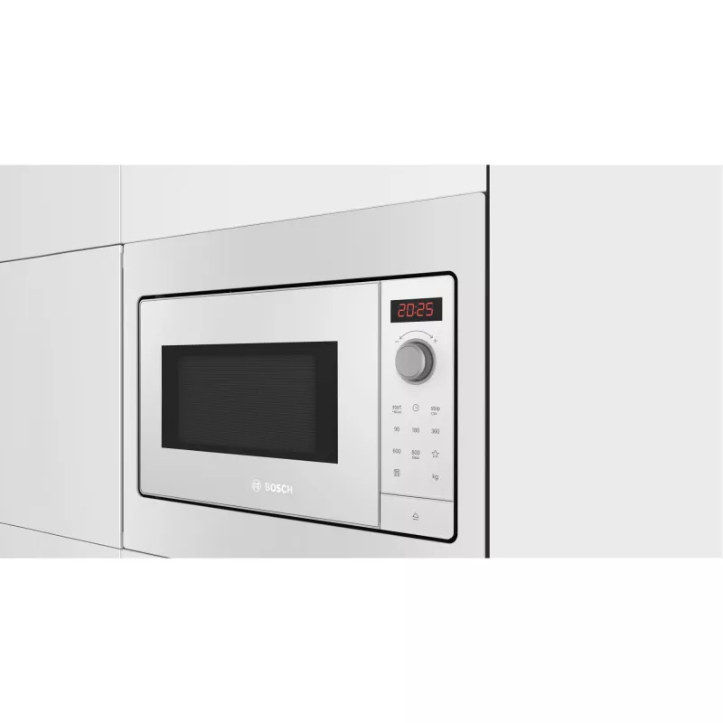 Inbouw-magnetron solo Bosch BFL523MW3, 800 W, 20 L, wit, touch- en draaiknop