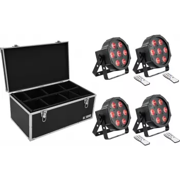LED-vloerflooder-set EUROLITE SLS-7 HCL 4x met transportcase TDV-1