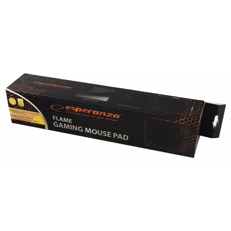 Muispad ESPERANZA EA146R — rubberen gamingpad 440 × 354 × 4 mm, antislipbasis, zwart/rood