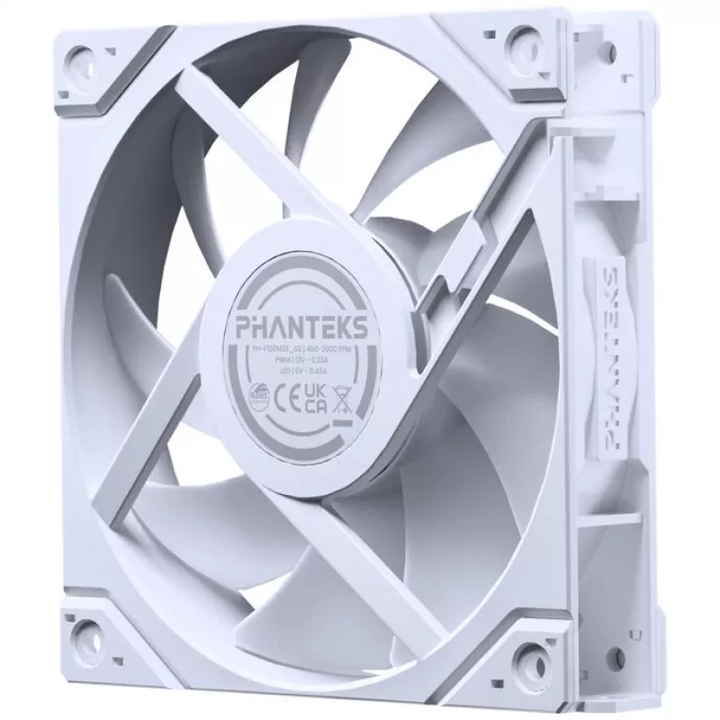 Phanteks M25 Gen2 PH-F120M25R_G2_DWT01 120 mm PWM D-RGB behuizingsventilator met omgekeerde bladen, wit