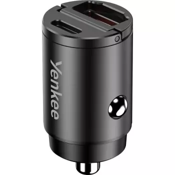 Autolader YENKEE CAR 02 Power Delivery 30W met USB-A- en USB-C-aansluitingen