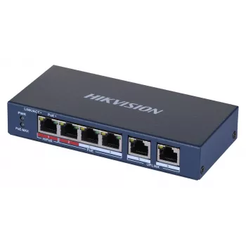 Hikvision DS-3E0106HP-E Netwerk-links unmanaged Fast Ethernet (10/100) PoE-ondersteuning blauw