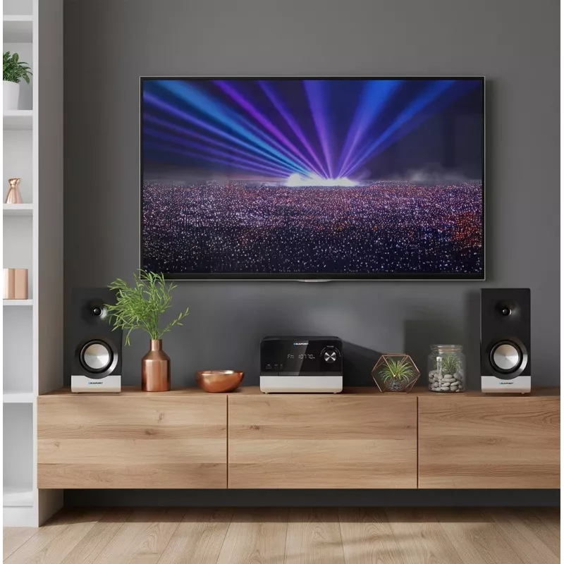 Home-audio-microsysteem BLAUPUNKT MS40.2BT — 2×50 W RMS, Bluetooth, CD, USB, HDMI ARC, optische ingang, LED-display (zwart)
